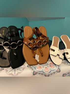 BUNDLE OF 3 FLAT SANDALS SIZE 7 NWT